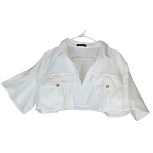 2 for $15 Shein V-Collar Short Sleeve Drop Shoulder Cotton Loose Crop Top